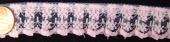 L015, Pink 7/8" Ruffled Candlewick Lace Trim 2ft long - Click Image to Close
