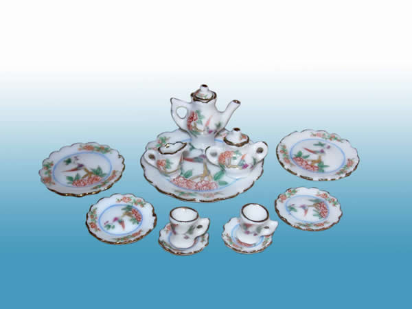 Collectible Orange Porcelain Full Tea Party Set - EP 05030