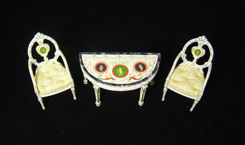 8045-01, White unique design Hand-painted seating set 1" scale - Click Image to Close