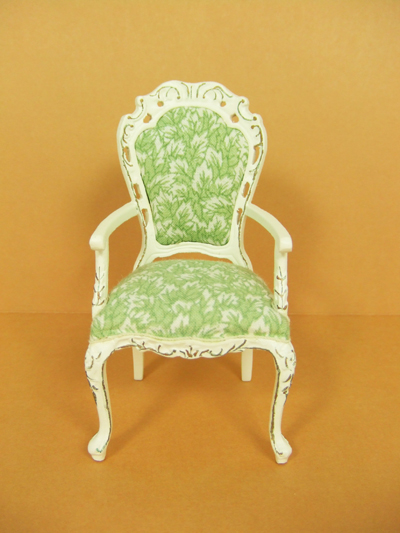 **CA009-01** White Frame and Green Fabric Armchair
