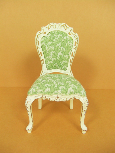 **CA009-03** White Frame and Green Fabric SideChair