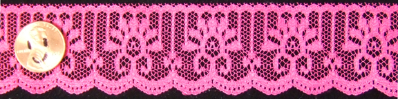 L019, Magenta Pink EMBROIDERED LACE Trim - 2ft