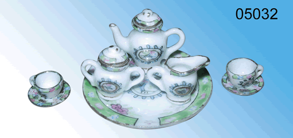 Collectible Green & Blue Porcelain Full Tea Party Set - EP 05032
